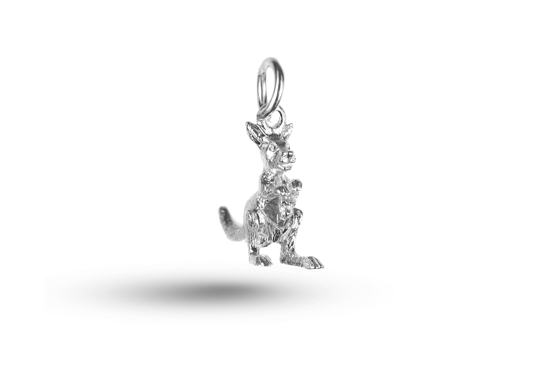 White gold Kangaroo with Joey charm.