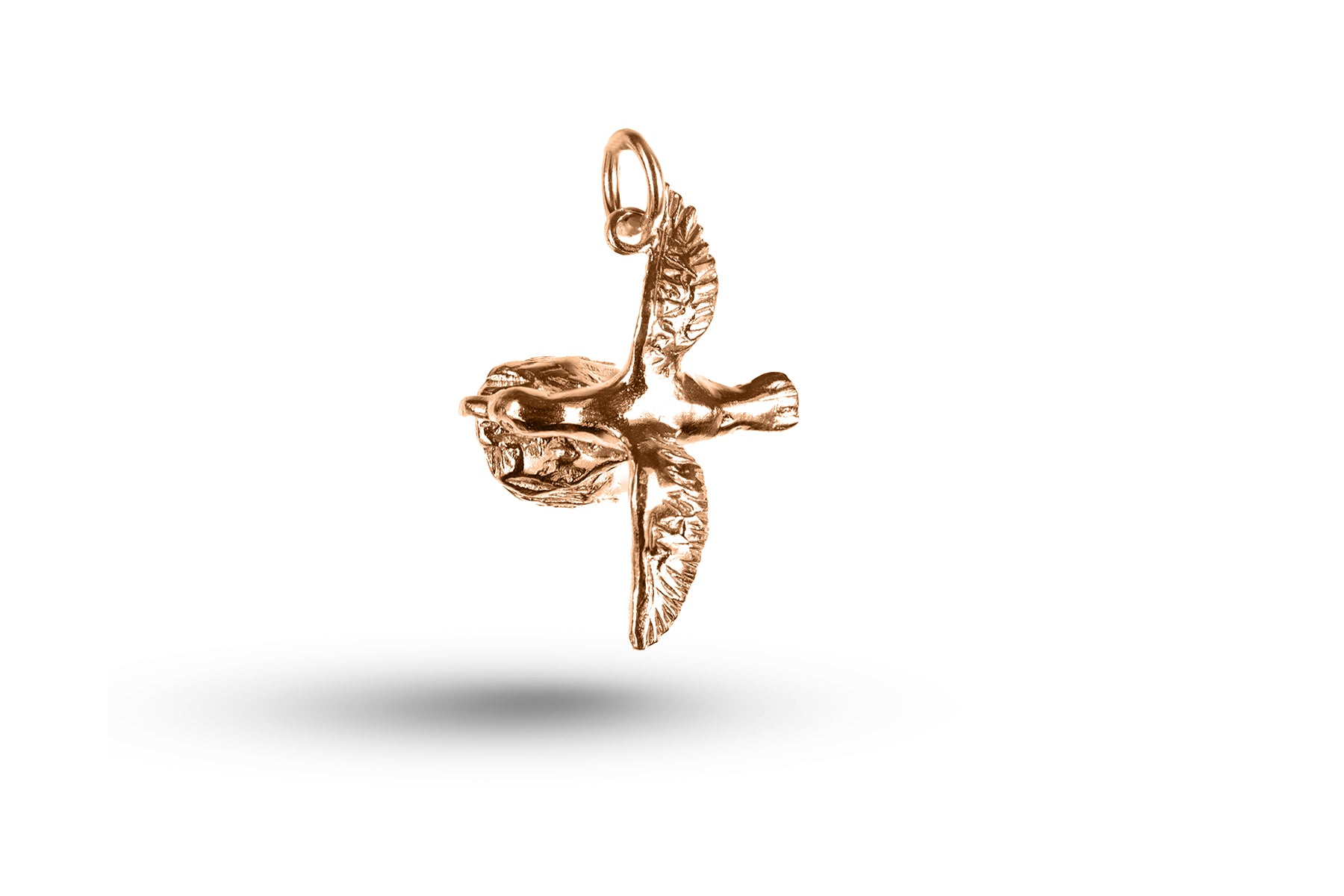 Rose gold Mallard Duck Flying charm.
