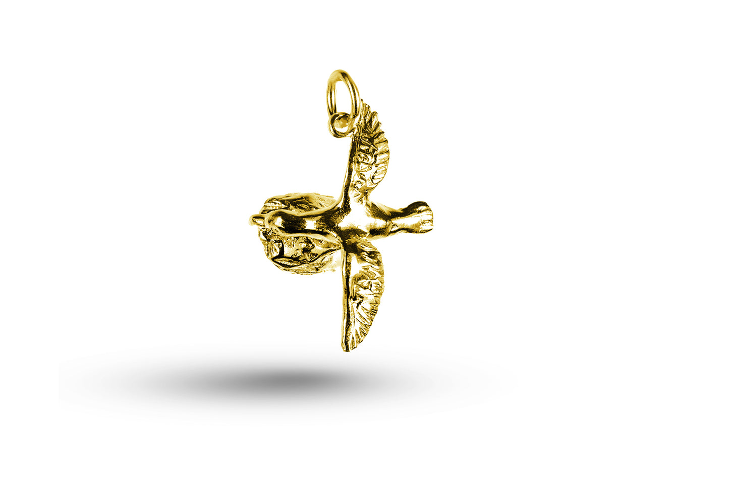 Yellow gold Mallard Duck Flying charm.
