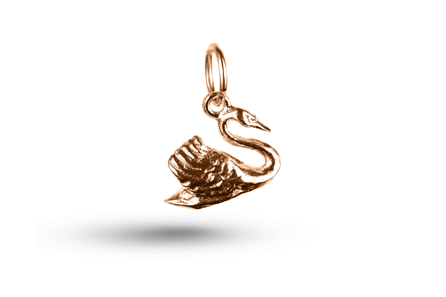 Rose gold Paddling Swan charm.