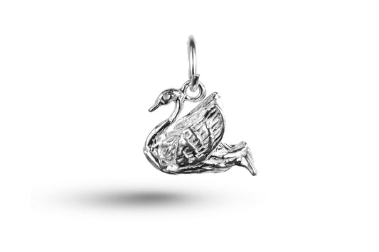White gold Swimming Swan charm.