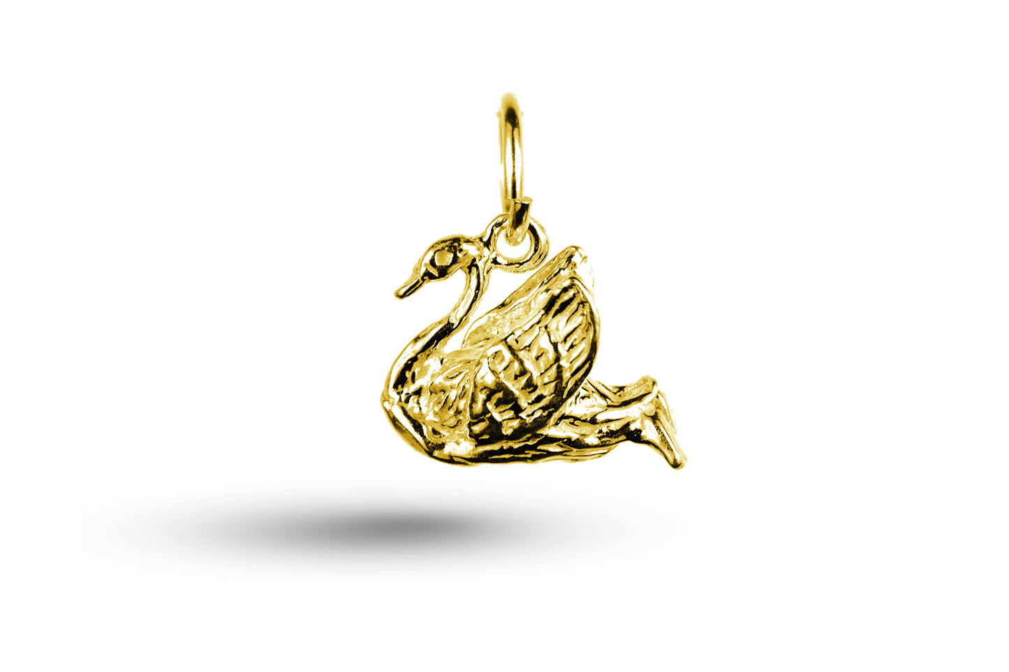 Yellow gold Swimming Swan charm.