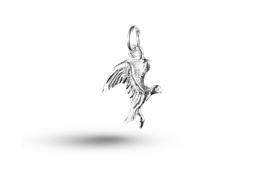 White gold Swooping Bird charm.