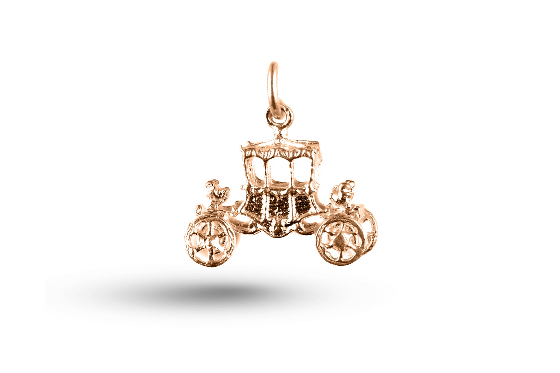 Rose gold Queens Coach charm.