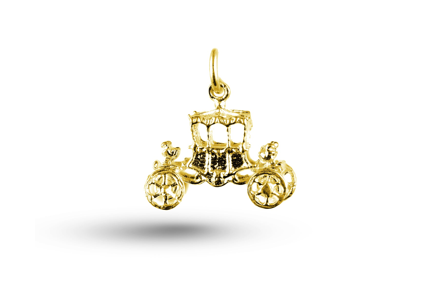 Yellow gold Queens Coach charm.