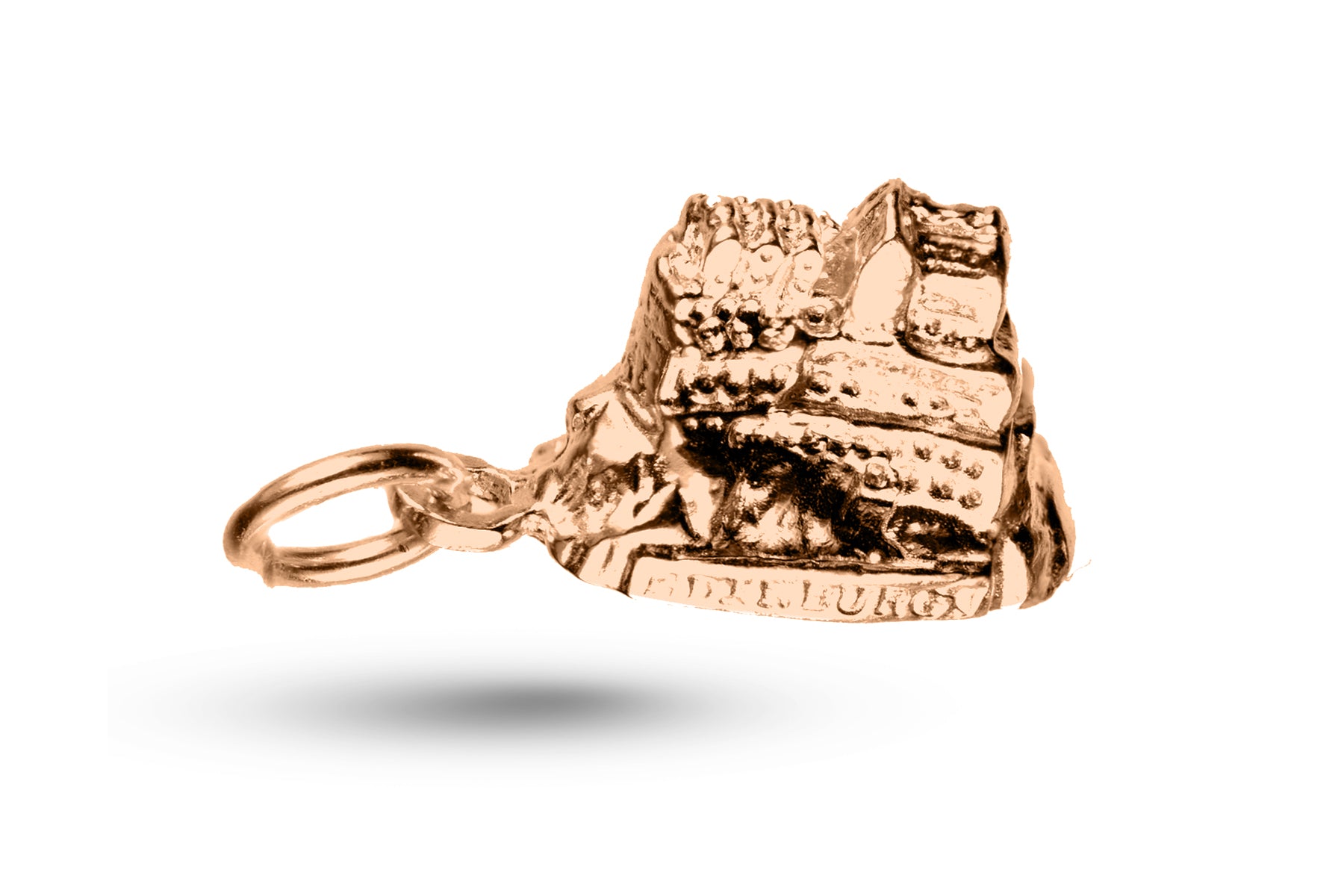 Rose gold Edinburgh Castle charm.