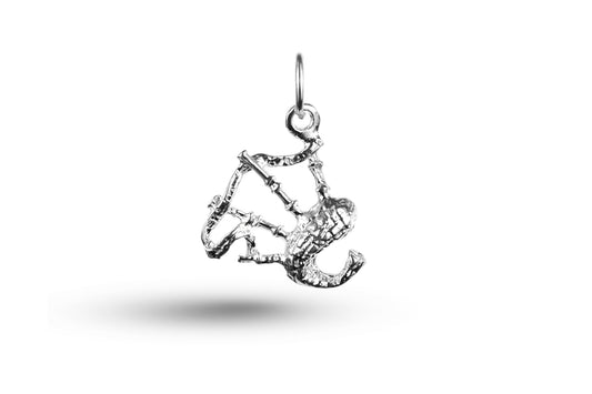 White gold Scottish Bagpipes charm.