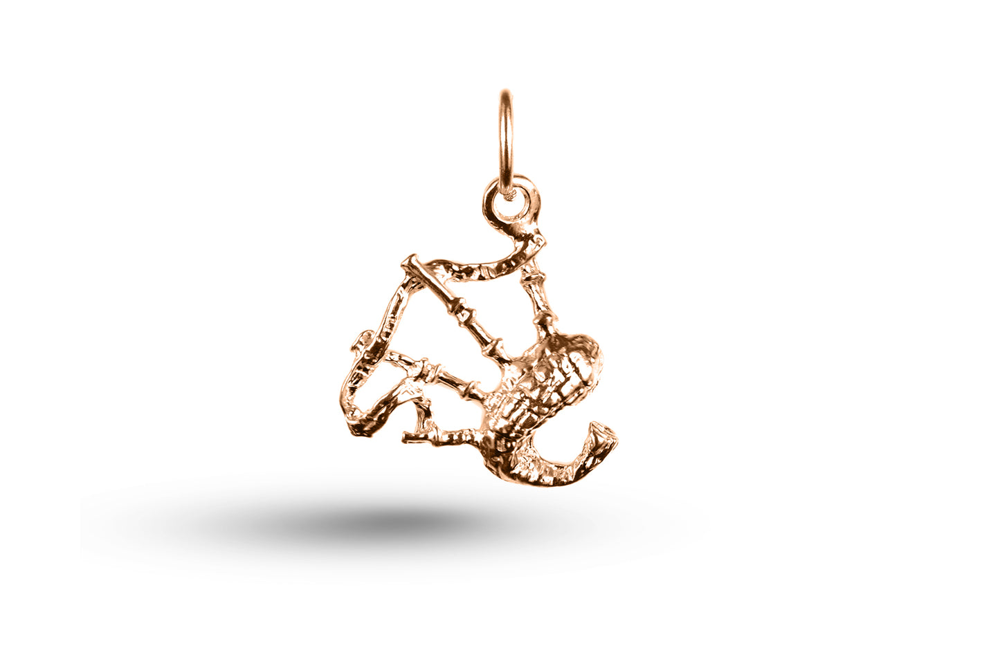 Rose gold Scottish Bagpipes charm.
