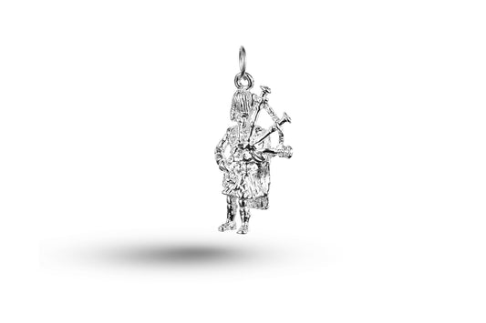 White gold Scottish Piper charm.
