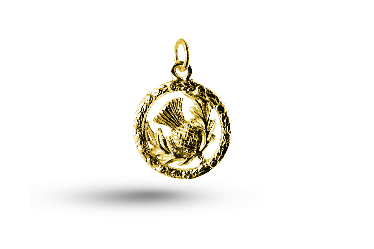 Yellow gold Thistle in Circle charm.