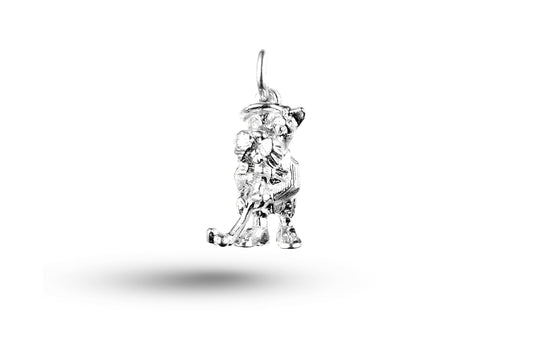 White gold Scottie Dog Golfer charm.