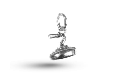 White gold Curling Stone charm.