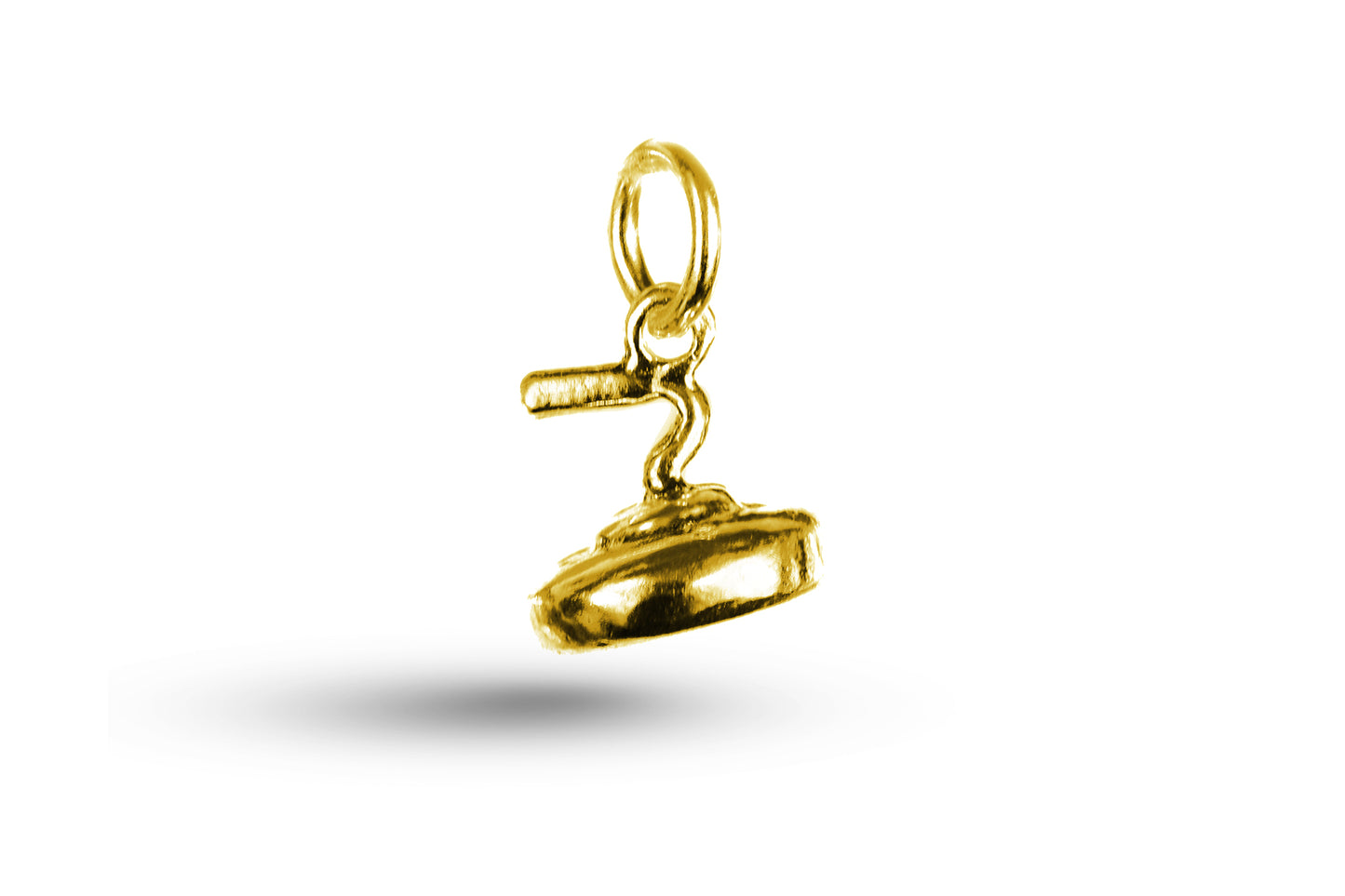 Yellow gold Curling Stone charm.