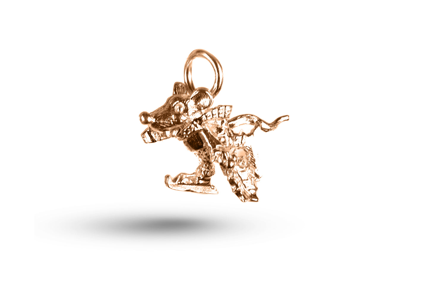 Rose gold Ice Skating Mouse Christmas charm.