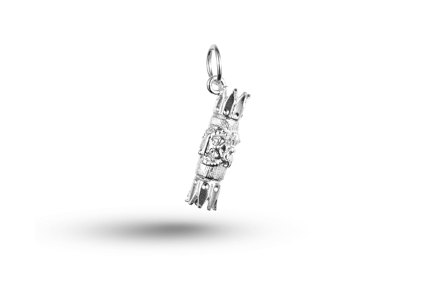 White gold Christmas Cracker charm.