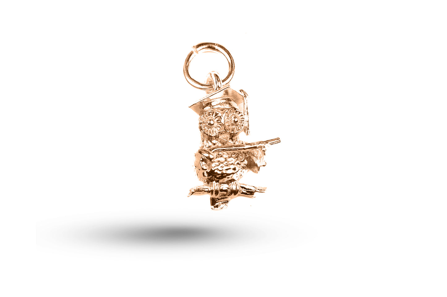 Rose gold Owl Christmas Carols charm.
