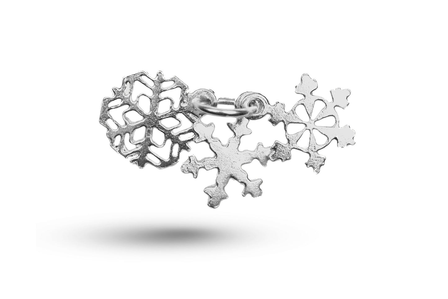 White gold Snowflake Set Christmas charm.