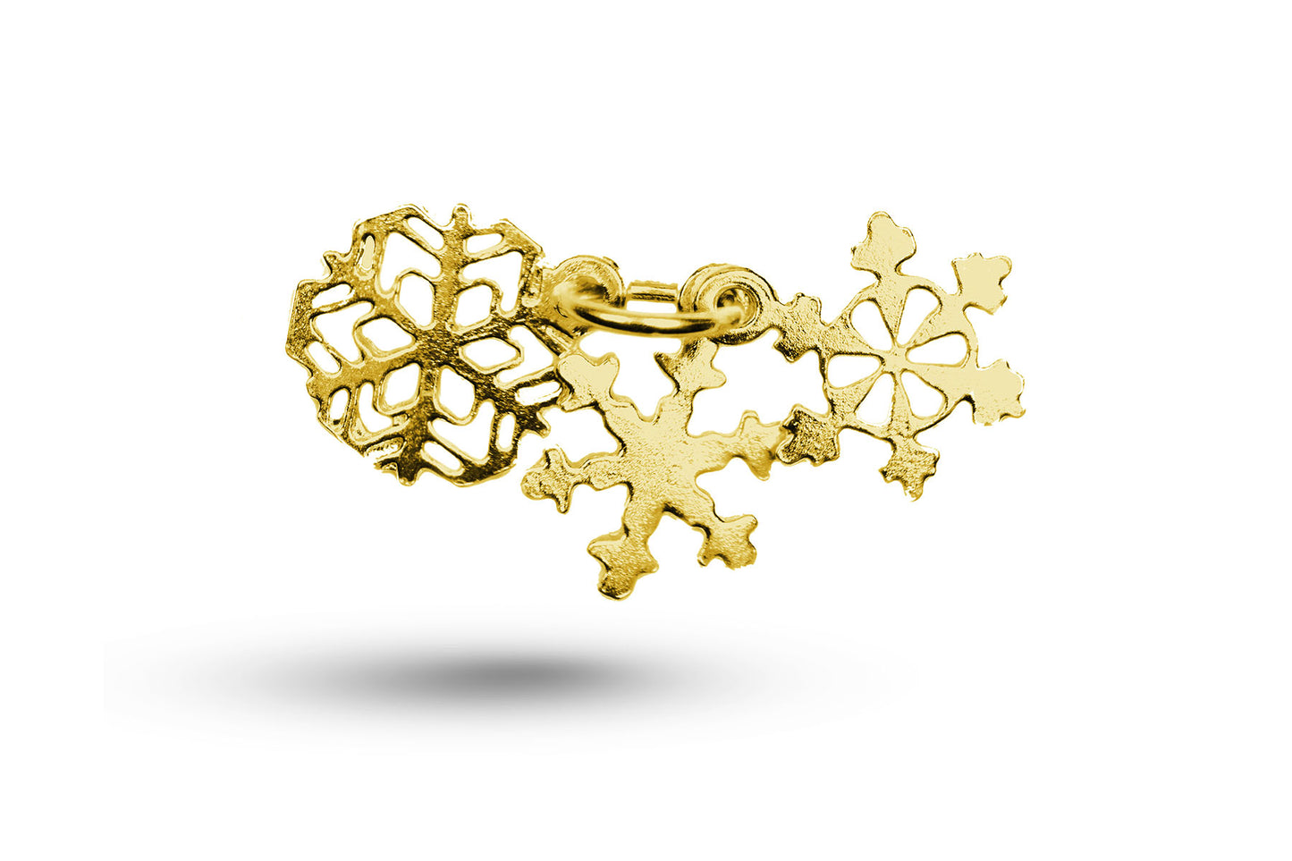 Yellow gold Snowflake Set Christmas charm.