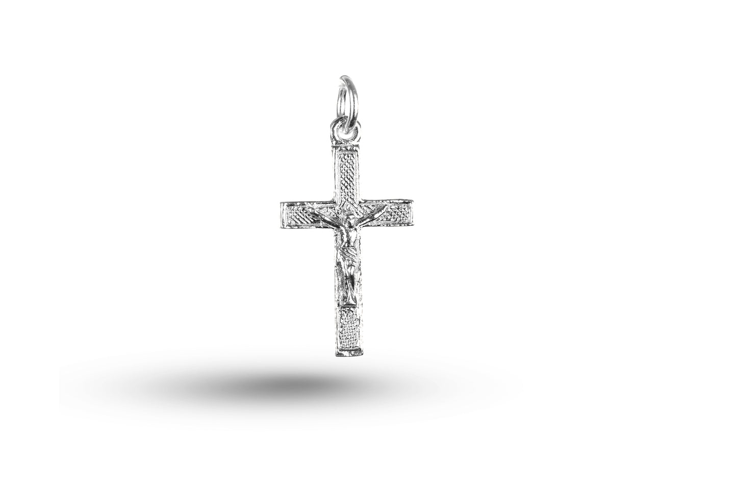 White gold Christ on Cross charm.