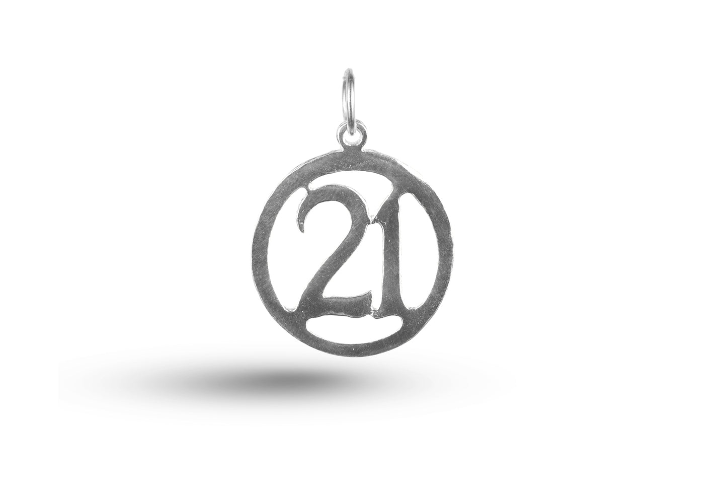 Luxury white gold Birthday 21 in Circle charm.