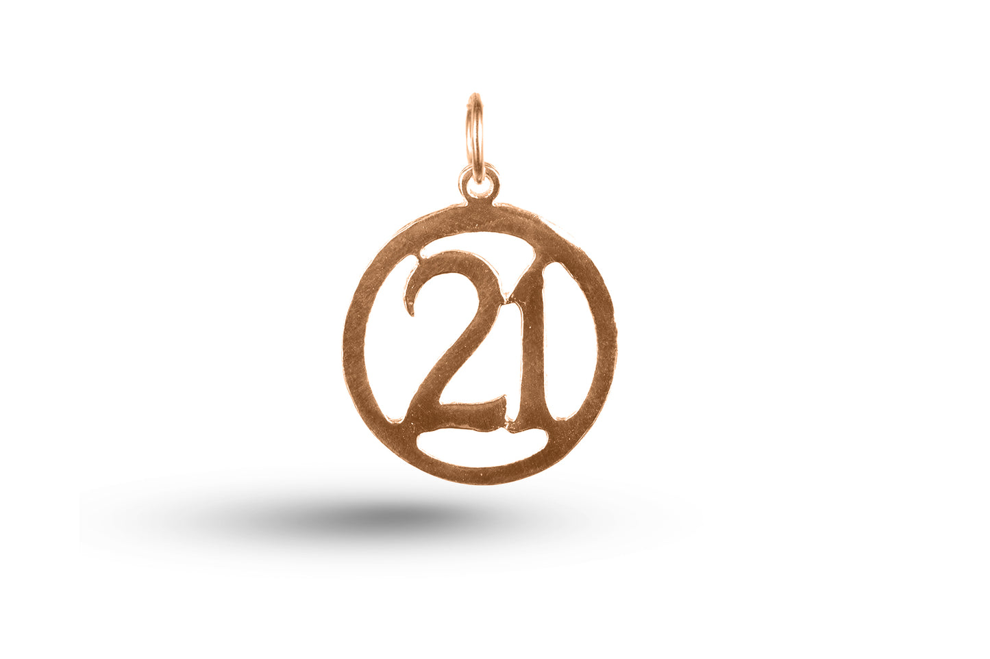 Luxury rose gold Birthday 21 in Circle charm.