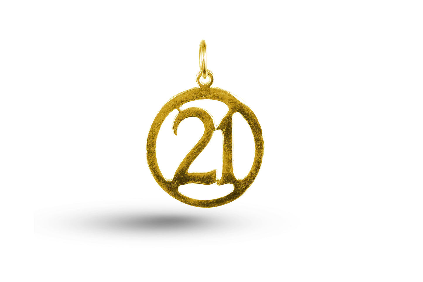 Luxury yellow gold Birthday 21 in Circle charm.