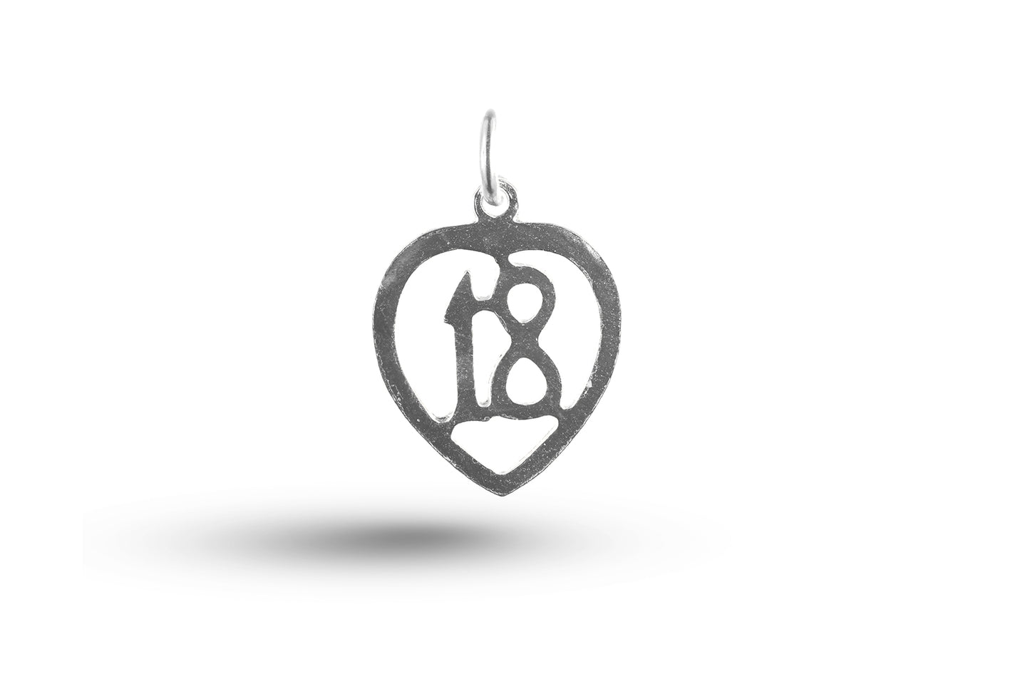 White gold Birthday 18 in Heart charm.