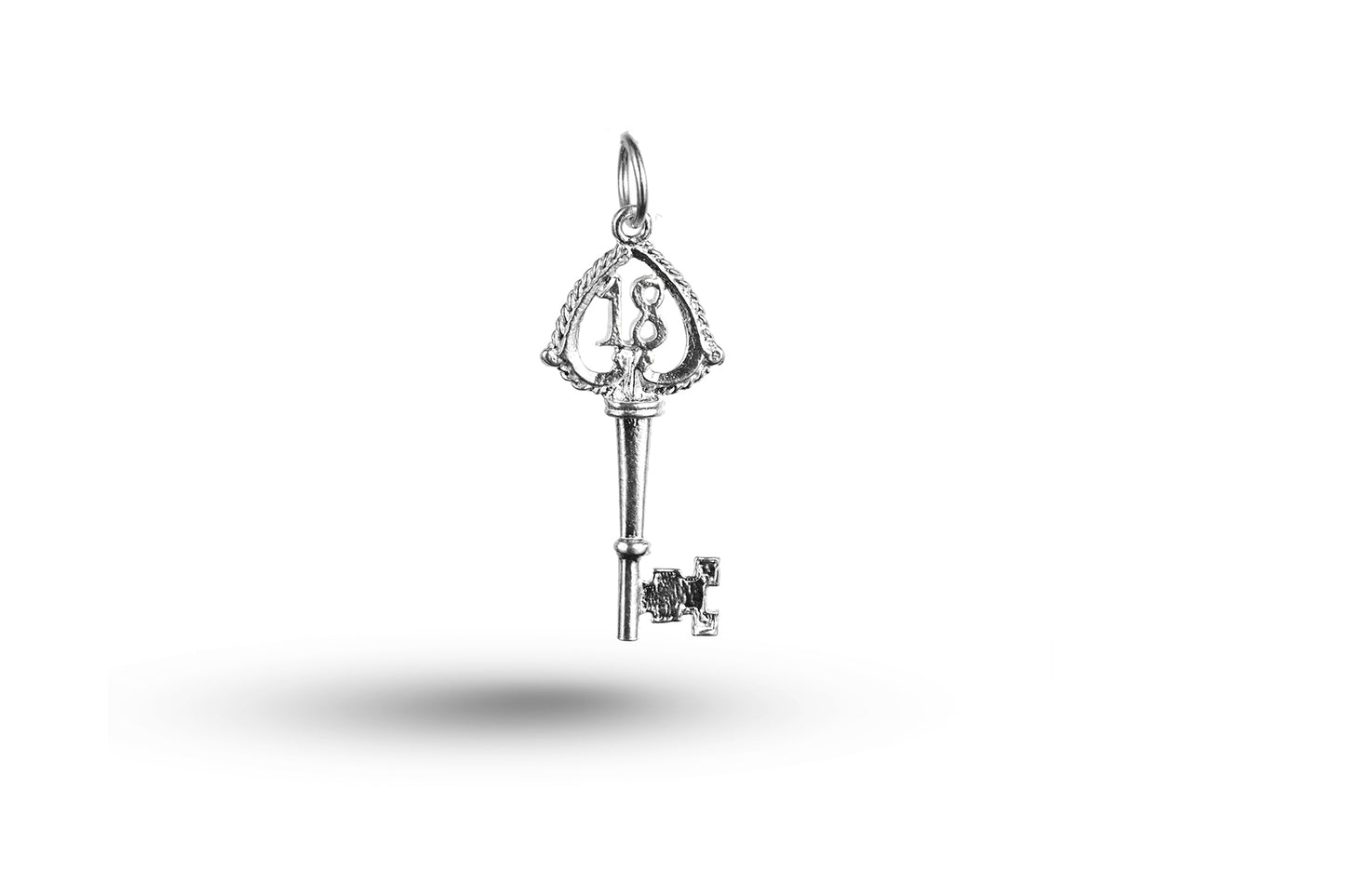 Luxury white gold Birthday 18 Key charm.