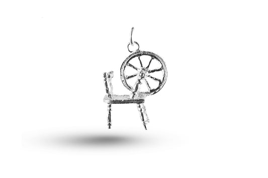 White gold Welsh Spinning Wheel charm.