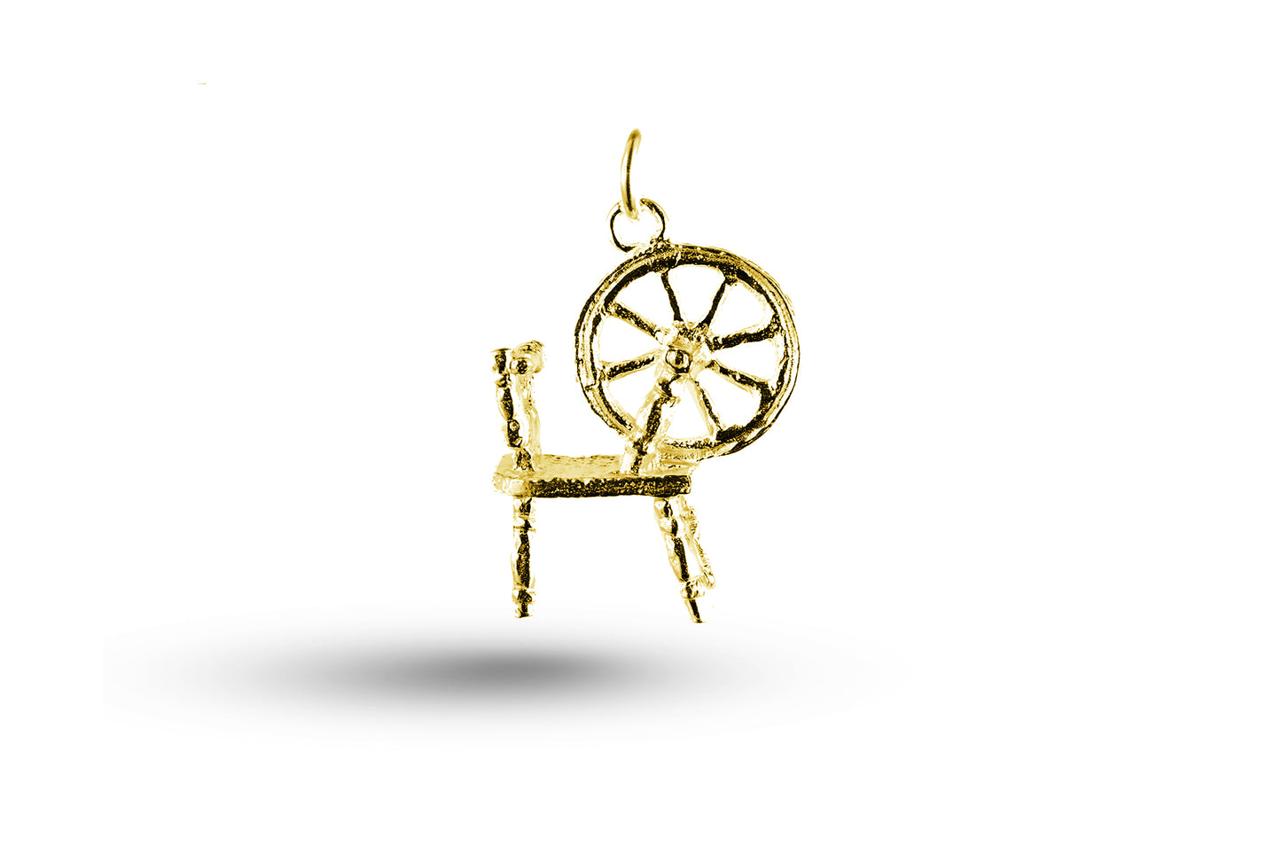 Yellow gold Welsh Spinning Wheel charm.