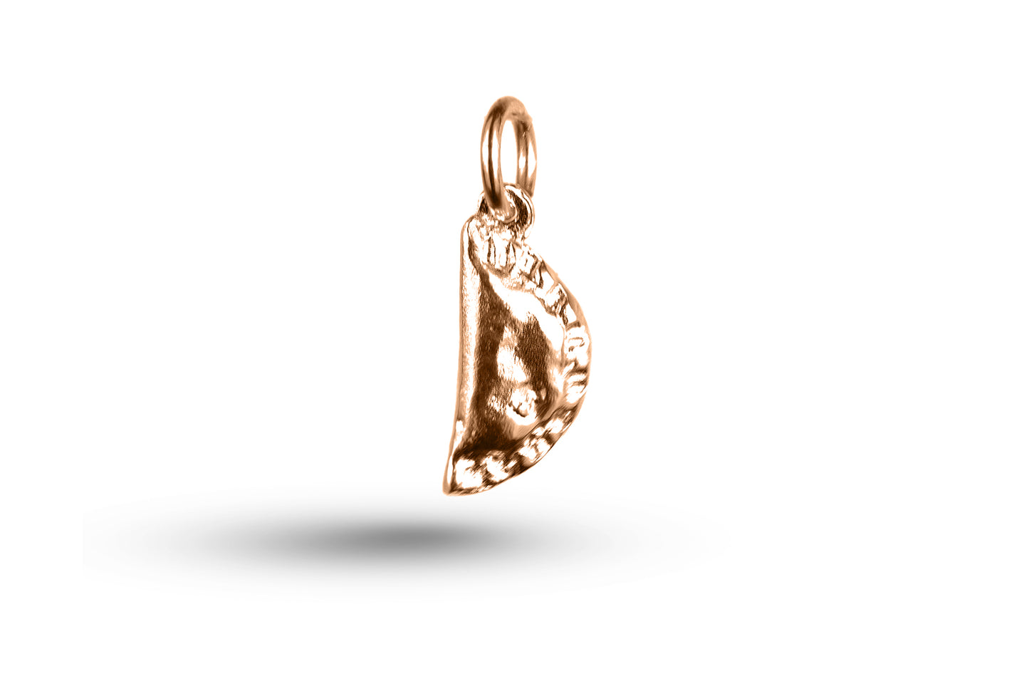 Rose gold Cornish Pasty charm.