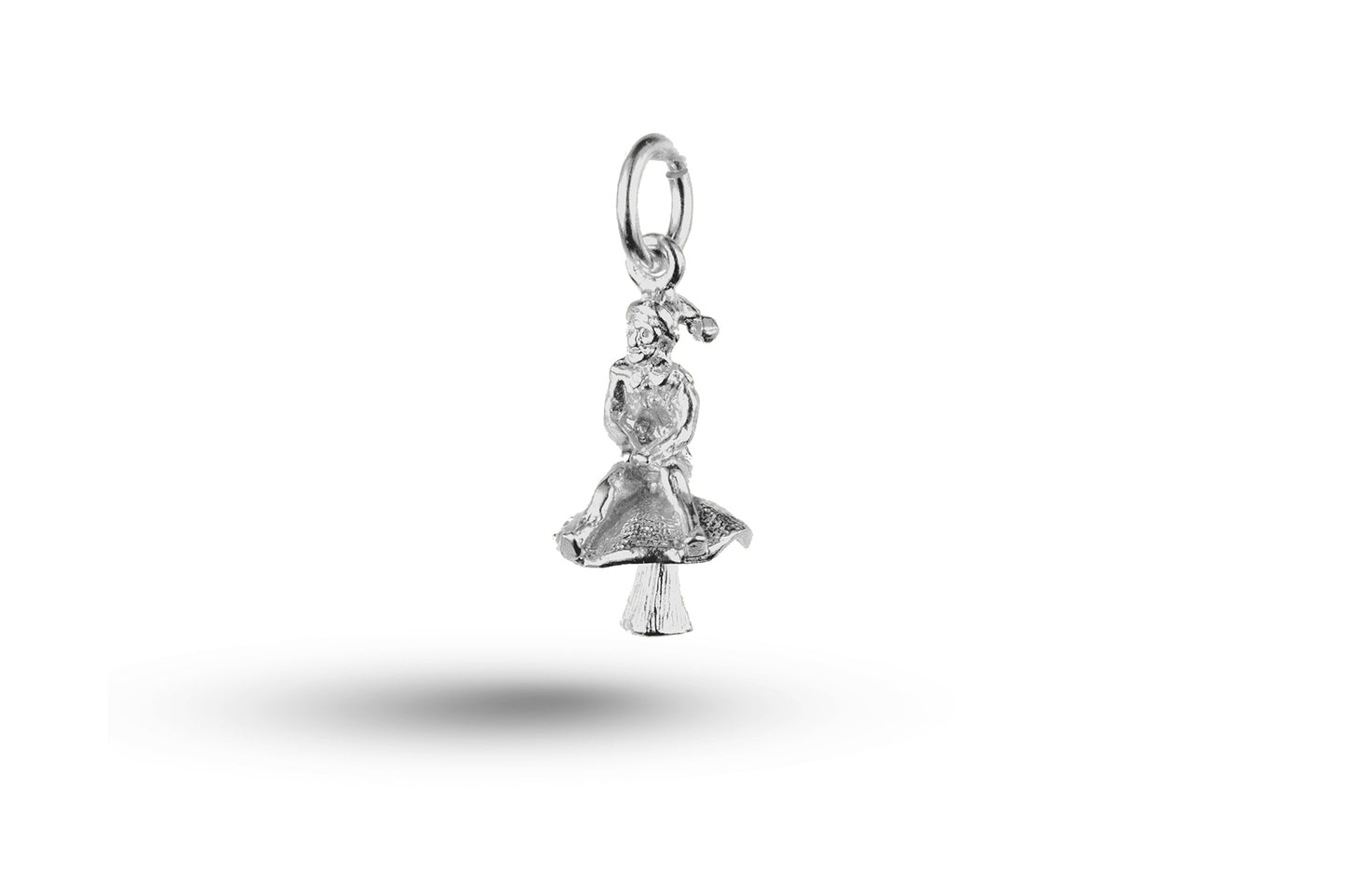 White gold Pixie on Mushroom charm.