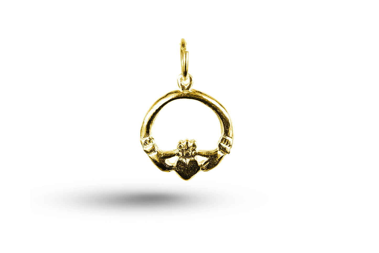 Yellow gold Claddagh charm.
