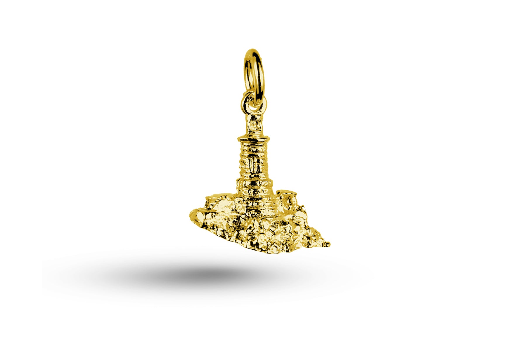 Yellow gold Lighthouse on Rock charm.
