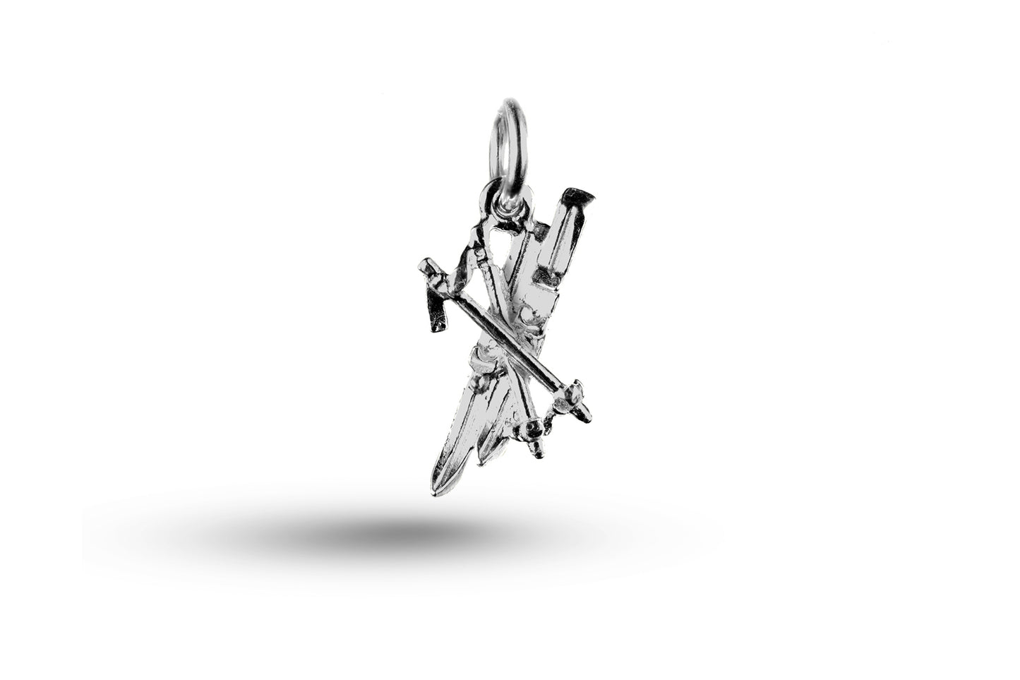 White gold Snowflake and Ski charm.