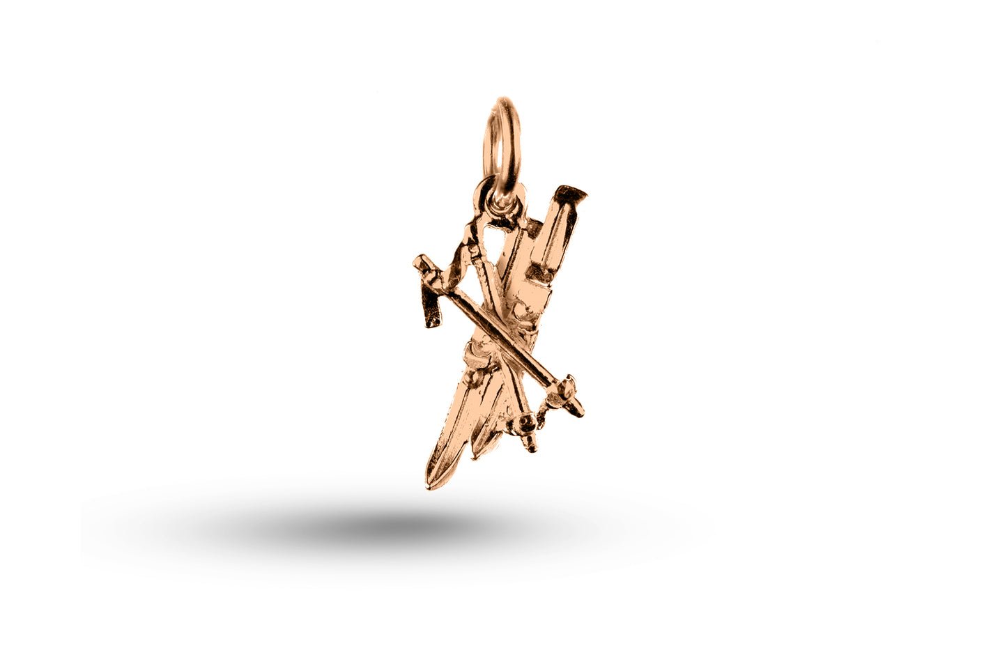 Rose gold Snowflake and Ski charm.