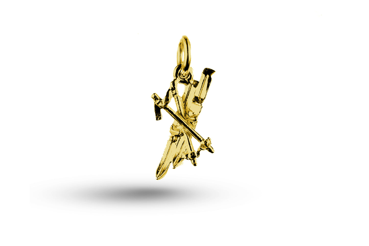 Yellow gold Snowflake and Ski charm.