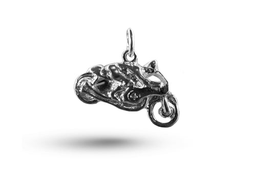 White gold Racer on Motorbike charm.