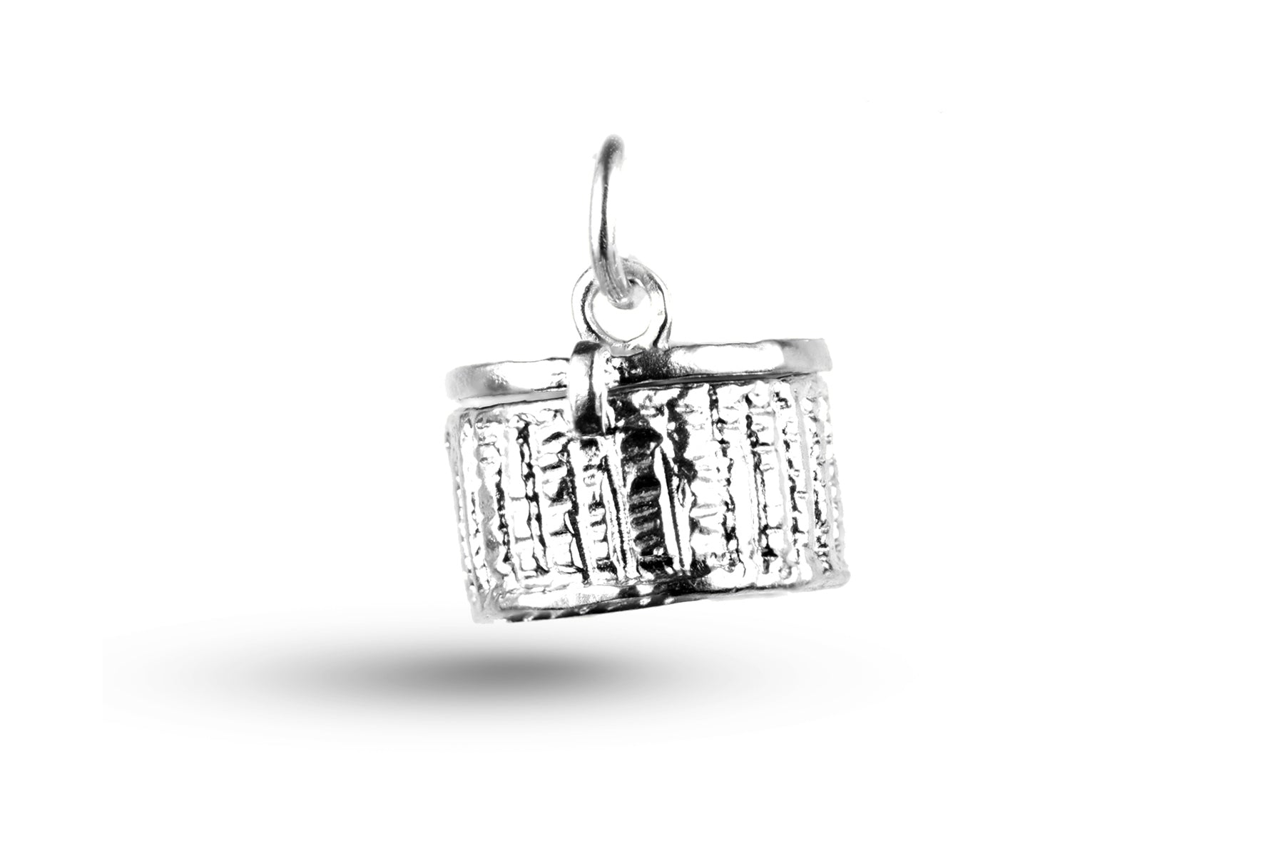 White gold Fishing Creel charm.