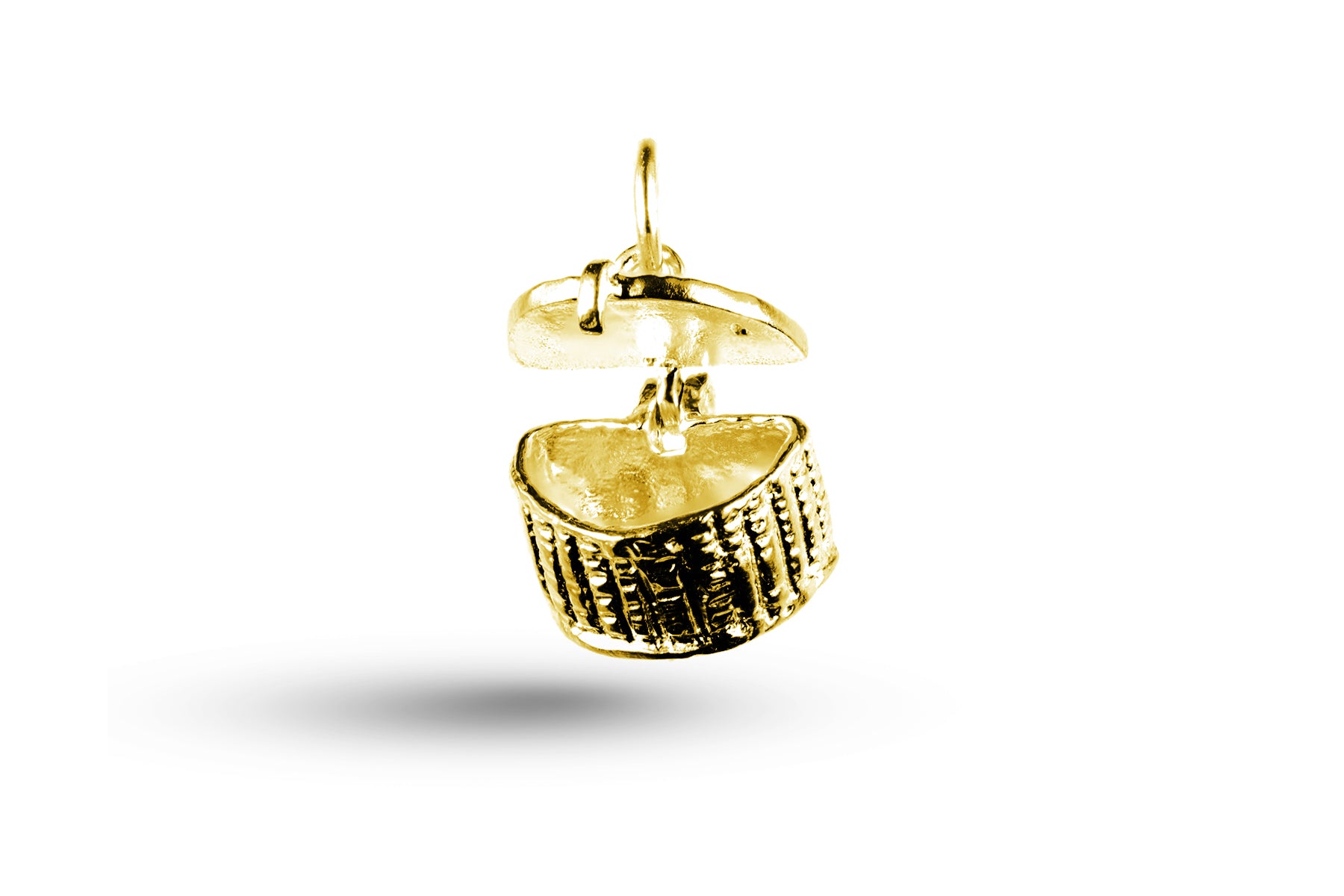 Yellow gold open Fishing Creel charm.