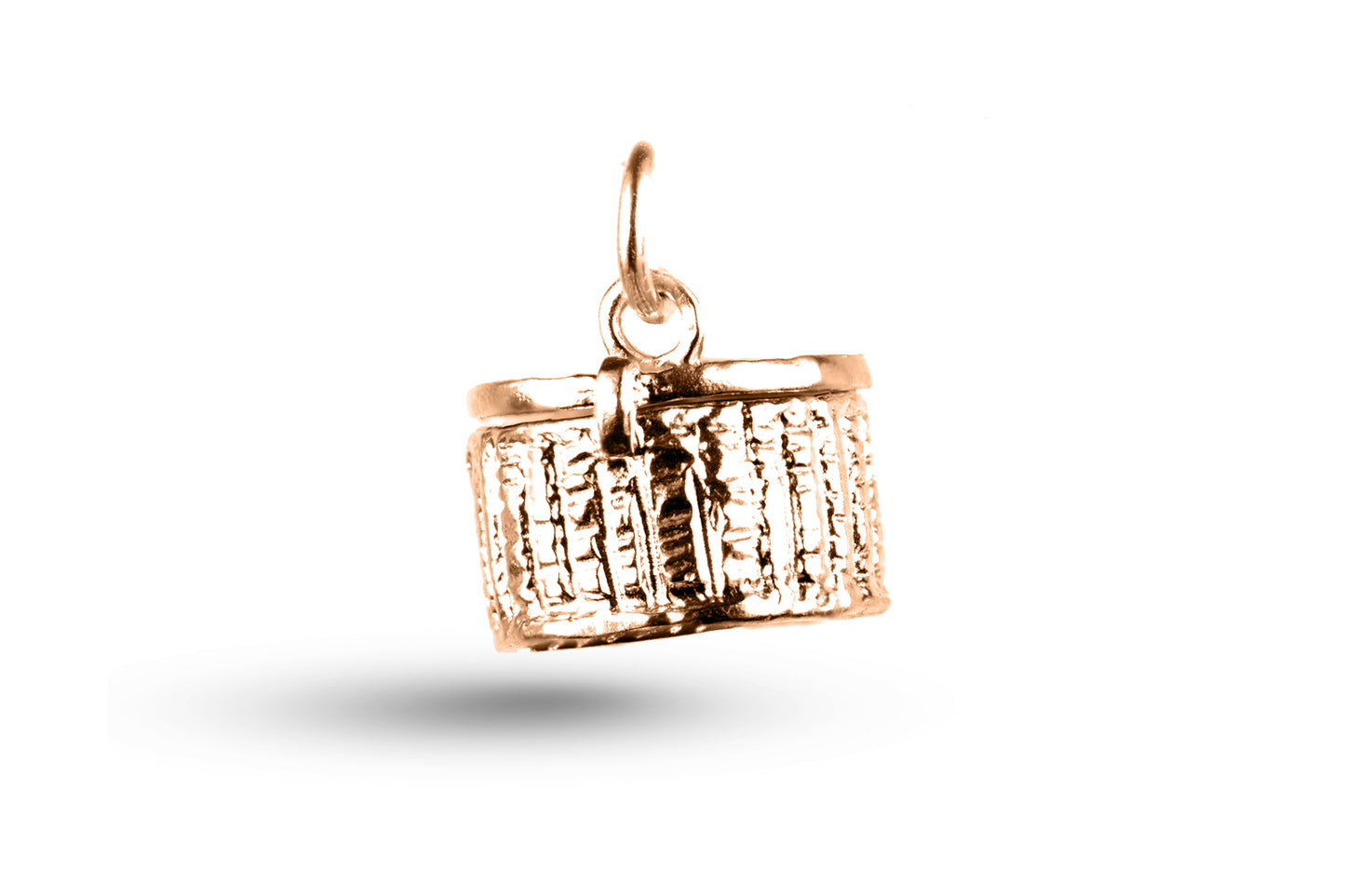 Rose gold Fishing Creel charm.