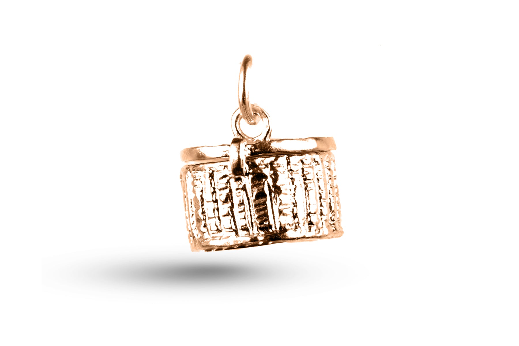 Rose gold Fishing Creel charm.