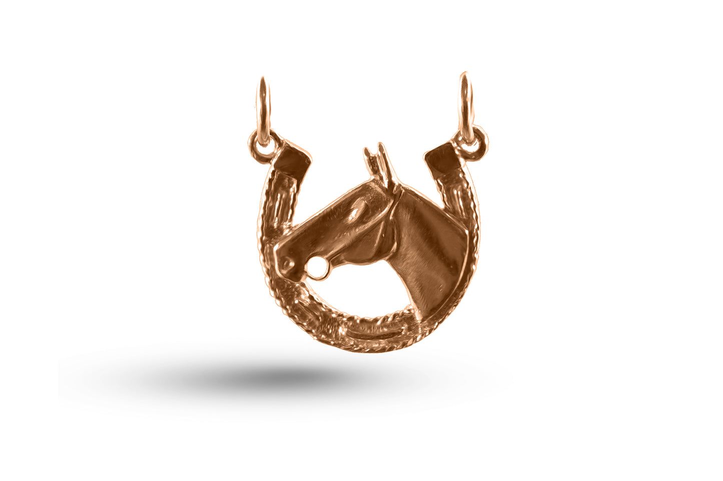 Rose gold Horse Head in Horseshoe charm.