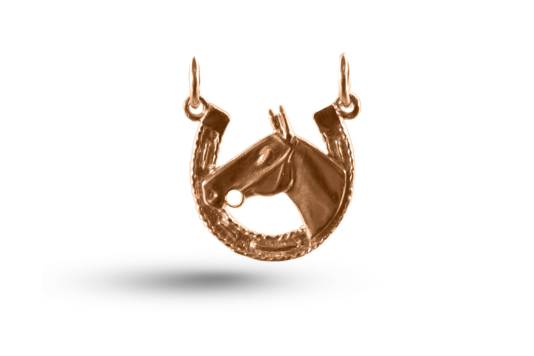 Rose gold Horse Head in Horseshoe charm.