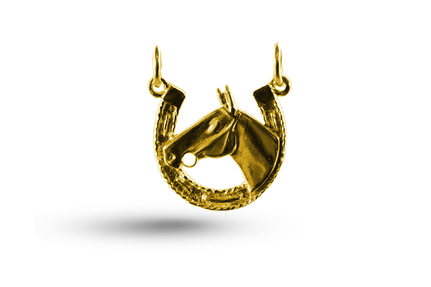 Yellow gold Horse Head in Horseshoe charm.