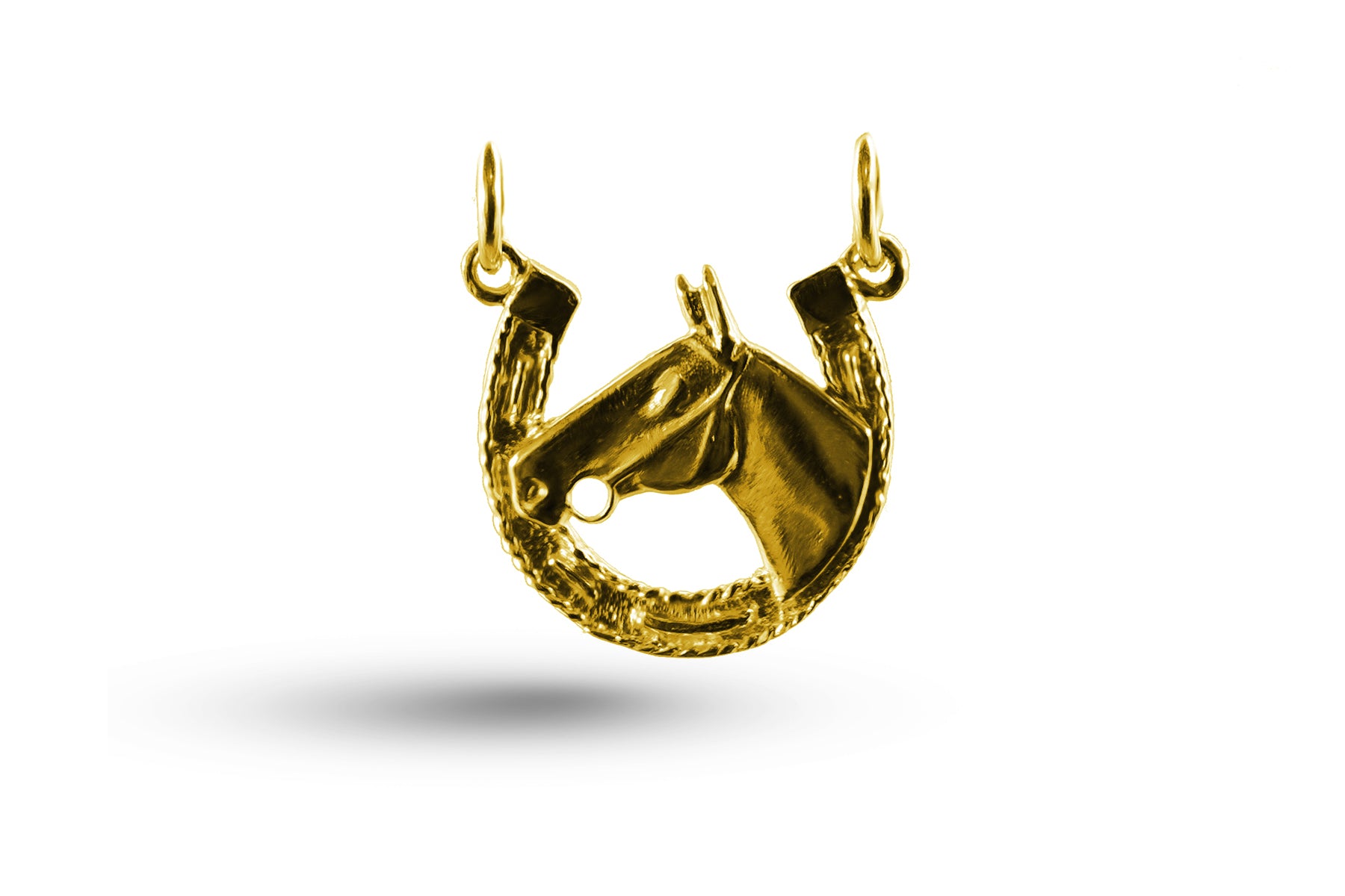 Yellow gold Horse Head in Horseshoe charm.