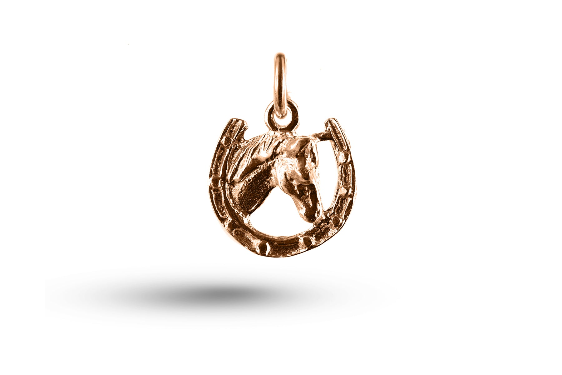 Rose gold Horse Head in Horseshoe charm.