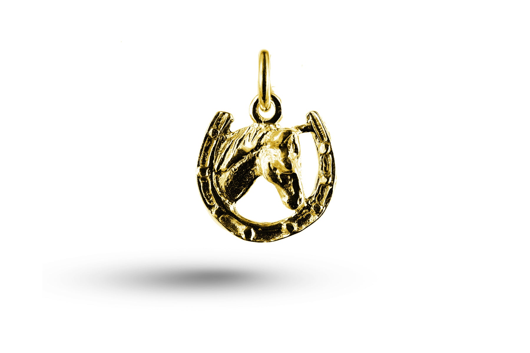 Yellow gold Horse Head in Horseshoe charm.