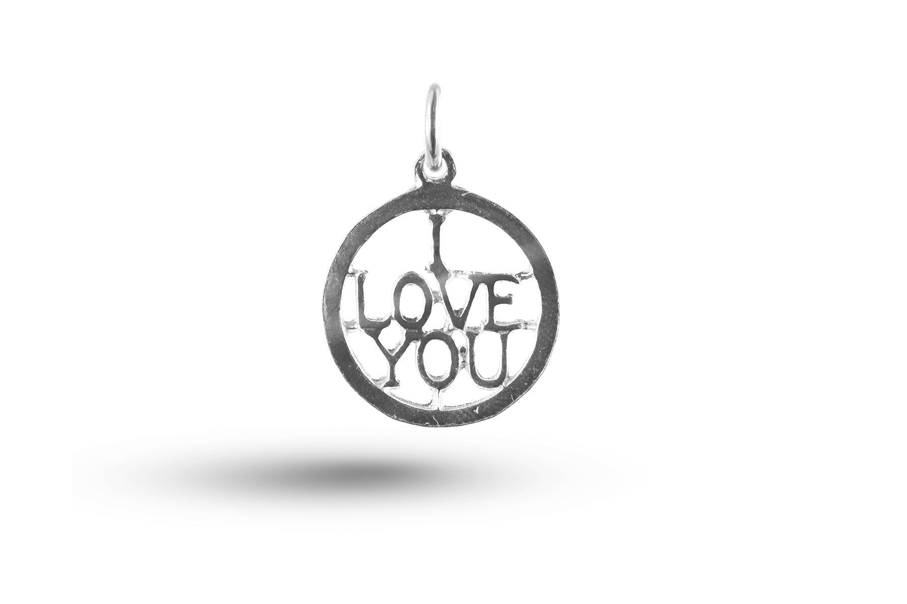 White gold I Love You in Circle charm.