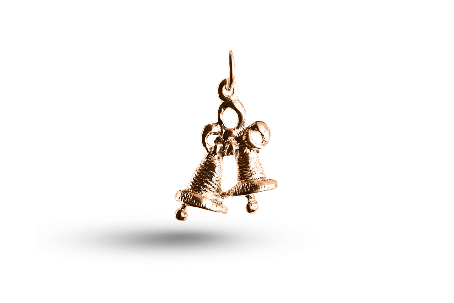 Rose gold Wedding Bells with Bow charm.